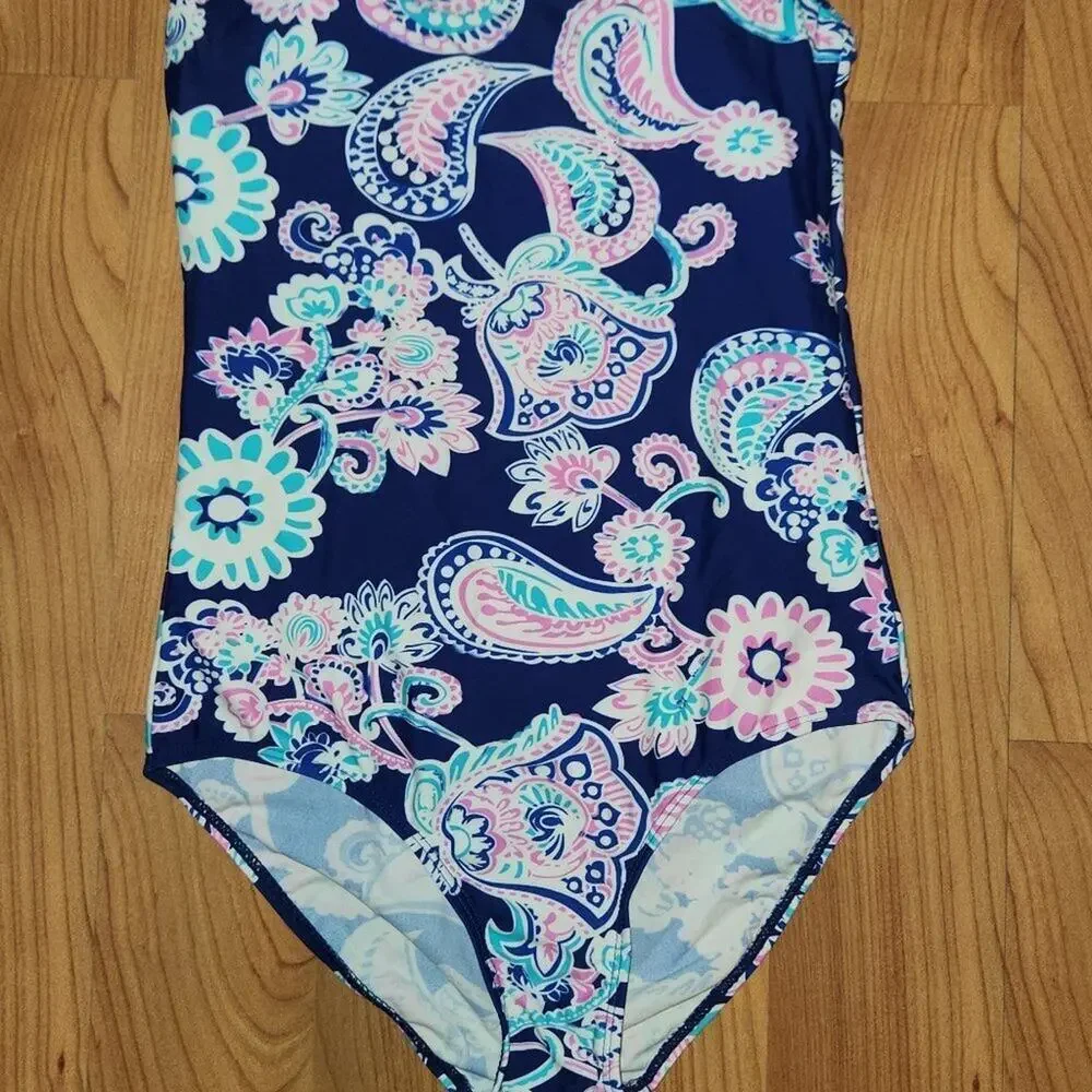 Paisley Pattern Blue Girls Swimsuit || 13/14 EUC